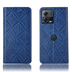 Leather Case Stands Flip Cover Holder H19P for Motorola Moto S30 Pro 5G Blue