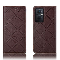 Leather Case Stands Flip Cover Holder H19P for OnePlus Nord N20 5G Brown