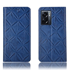 Leather Case Stands Flip Cover Holder H19P for OnePlus Nord N300 5G Blue