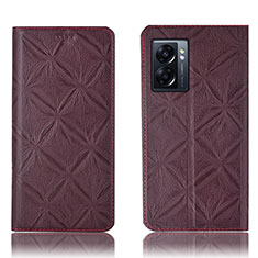 Leather Case Stands Flip Cover Holder H19P for OnePlus Nord N300 5G Red Wine