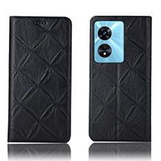 Leather Case Stands Flip Cover Holder H19P for Oppo A97 5G Black