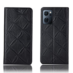 Leather Case Stands Flip Cover Holder H19P for Oppo Find X5 Lite 5G Black
