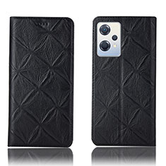 Leather Case Stands Flip Cover Holder H19P for Oppo K10X 5G Black