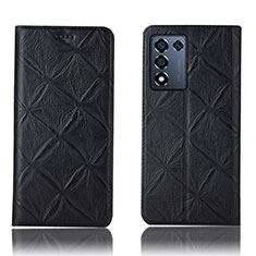 Leather Case Stands Flip Cover Holder H19P for Oppo K9S 5G Black