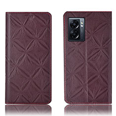 Leather Case Stands Flip Cover Holder H19P for Realme Narzo 50 5G Red Wine