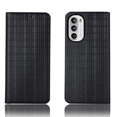 Leather Case Stands Flip Cover Holder H20P for Motorola Moto Edge (2022) 5G Black