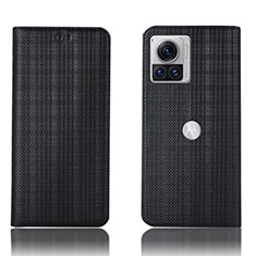 Leather Case Stands Flip Cover Holder H20P for Motorola Moto Edge 30 Ultra 5G Black