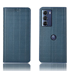 Leather Case Stands Flip Cover Holder H20P for Motorola Moto Edge S30 5G Blue