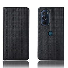 Leather Case Stands Flip Cover Holder H20P for Motorola Moto Edge X30 5G Black