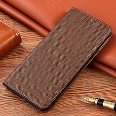 Leather Case Stands Flip Cover Holder H20P for Motorola Moto G100 5G Brown