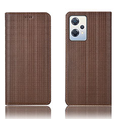 Leather Case Stands Flip Cover Holder H20P for OnePlus Nord CE 2 Lite 5G Brown