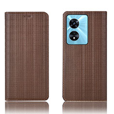Leather Case Stands Flip Cover Holder H20P for Oppo A1 5G Brown
