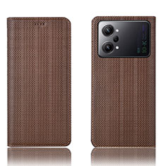 Leather Case Stands Flip Cover Holder H20P for Oppo K10 Pro 5G Brown