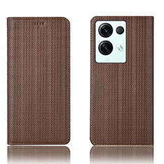 Leather Case Stands Flip Cover Holder H20P for Oppo Reno8 Pro 5G Brown