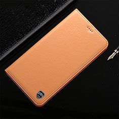 Leather Case Stands Flip Cover Holder H21P for Apple iPhone SE3 (2022) Orange