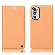 Leather Case Stands Flip Cover Holder H21P for Motorola Moto Edge (2022) 5G Orange