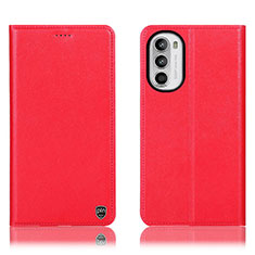 Leather Case Stands Flip Cover Holder H21P for Motorola Moto Edge (2022) 5G Red