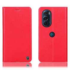 Leather Case Stands Flip Cover Holder H21P for Motorola Moto Edge 30 Pro 5G Red