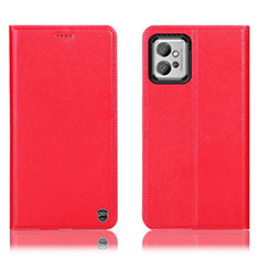 Leather Case Stands Flip Cover Holder H21P for Motorola Moto G32 Red