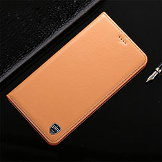 Leather Case Stands Flip Cover Holder H21P for Motorola Moto G40 Fusion Orange