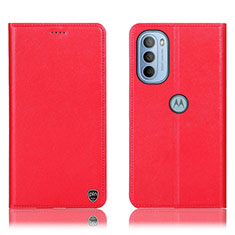 Leather Case Stands Flip Cover Holder H21P for Motorola Moto G41 Red