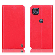 Leather Case Stands Flip Cover Holder H21P for Motorola Moto G50 5G Red