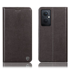 Leather Case Stands Flip Cover Holder H21P for OnePlus Nord N20 5G Brown