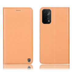 Leather Case Stands Flip Cover Holder H21P for OnePlus Nord N200 5G Orange