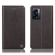Leather Case Stands Flip Cover Holder H21P for OnePlus Nord N300 5G Brown