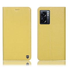 Leather Case Stands Flip Cover Holder H21P for OnePlus Nord N300 5G Yellow