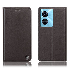 Leather Case Stands Flip Cover Holder H21P for Oppo A1 Pro 5G Brown