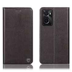 Leather Case Stands Flip Cover Holder H21P for Oppo A36 Brown