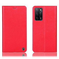 Leather Case Stands Flip Cover Holder H21P for Oppo A56 5G Red