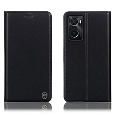 Leather Case Stands Flip Cover Holder H21P for Oppo A76 Black