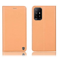 Leather Case Stands Flip Cover Holder H21P for Oppo A95 5G Orange