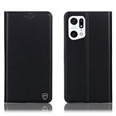 Leather Case Stands Flip Cover Holder H21P for Oppo Find X5 5G Black
