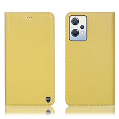 Leather Case Stands Flip Cover Holder H21P for Oppo K10X 5G Yellow