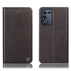 Leather Case Stands Flip Cover Holder H21P for Oppo K9S 5G Brown