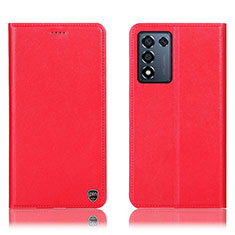 Leather Case Stands Flip Cover Holder H21P for Oppo K9S 5G Red