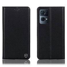 Leather Case Stands Flip Cover Holder H21P for Oppo Reno7 Pro 5G Black