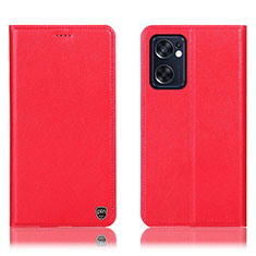 Leather Case Stands Flip Cover Holder H21P for Oppo Reno7 SE 5G Red
