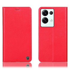 Leather Case Stands Flip Cover Holder H21P for Oppo Reno8 Pro 5G Red