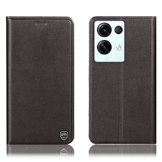 Leather Case Stands Flip Cover Holder H21P for Oppo Reno8 Pro+ Plus 5G Brown