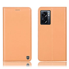 Leather Case Stands Flip Cover Holder H21P for Realme Narzo 50 5G Orange