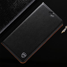 Leather Case Stands Flip Cover Holder H21P for Samsung Galaxy A60 Black