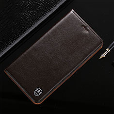 Leather Case Stands Flip Cover Holder H21P for Samsung Galaxy F52 5G Brown