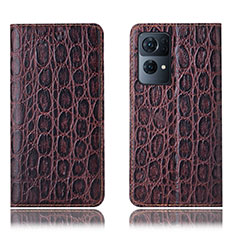 Leather Case Stands Flip Cover Holder H22P for Oppo Reno7 Pro 5G Brown