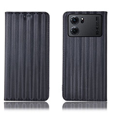 Leather Case Stands Flip Cover Holder H23P for Oppo K10 5G Black