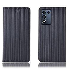 Leather Case Stands Flip Cover Holder H23P for Oppo K9S 5G Black