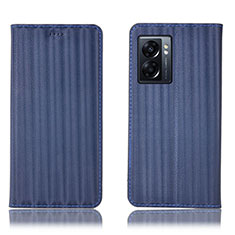 Leather Case Stands Flip Cover Holder H23P for Realme V23 5G Blue